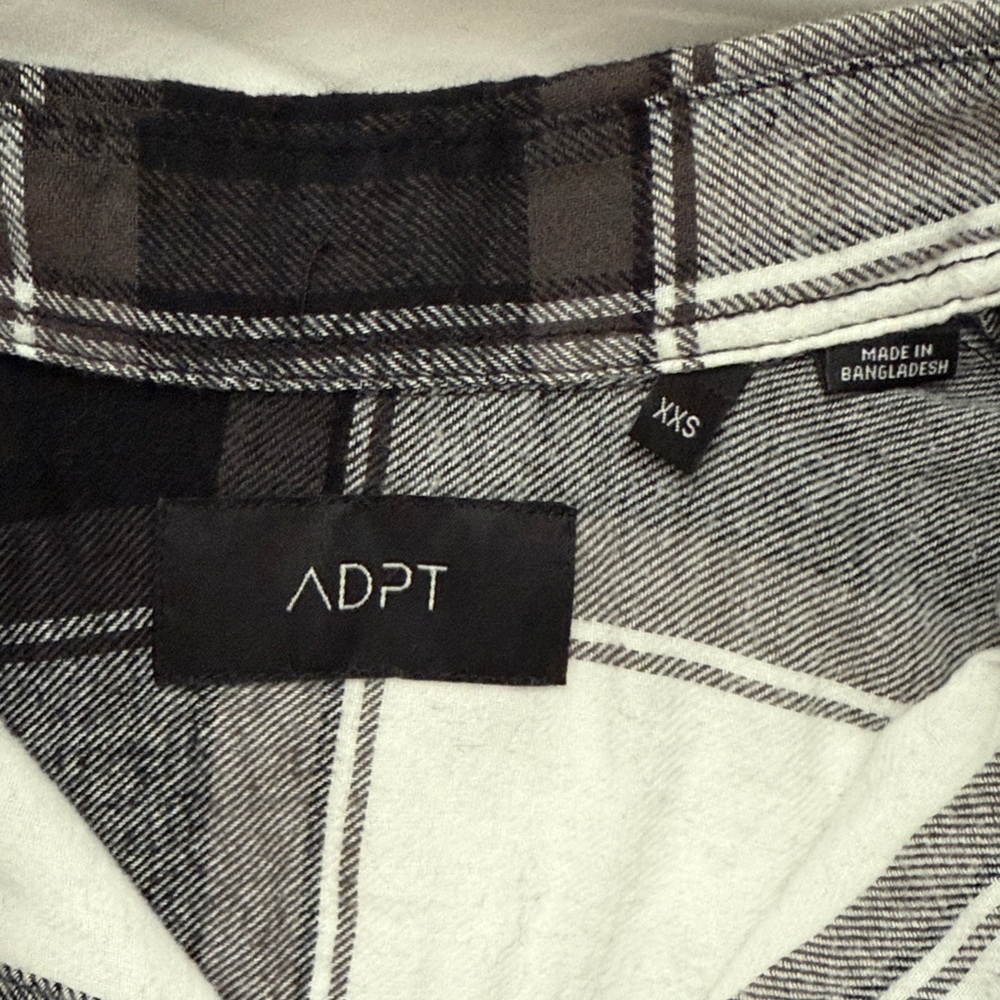 ADPT Women's Oversized, Buffalo Flannel Long Sleeve Button-Up Black White - XXS - Picture 9 of 9